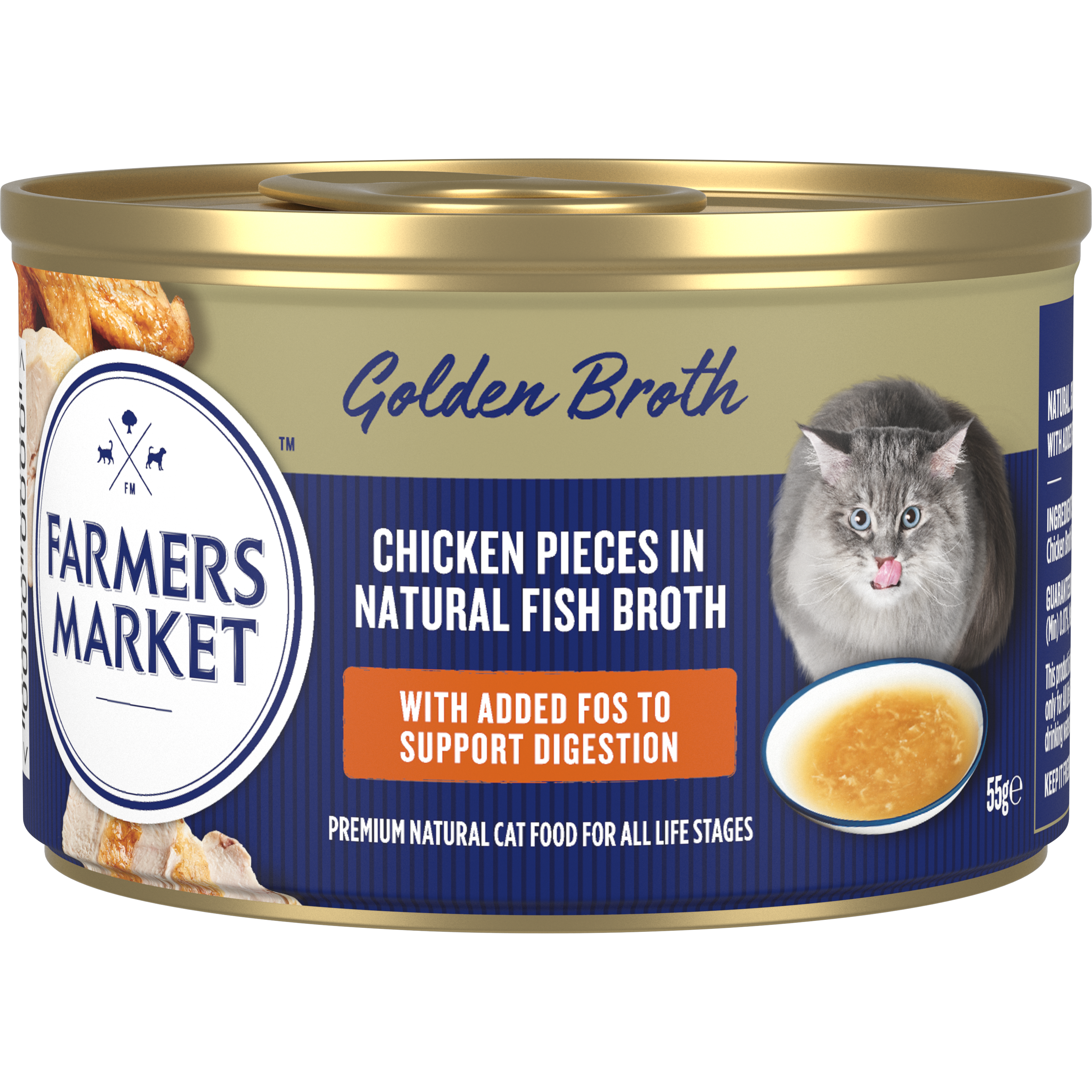 Farmers Market Golden Broth - Chicken Pieces in Natural Fish Broth 55g